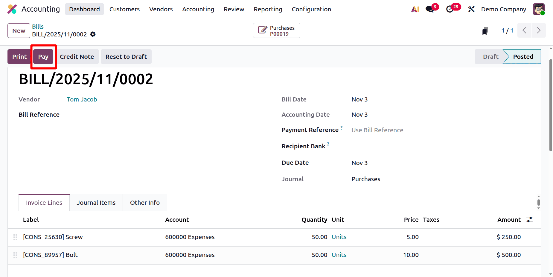 How to Generate a Vendor Bill for a Purchase Order in Odoo 19-cybrosys
