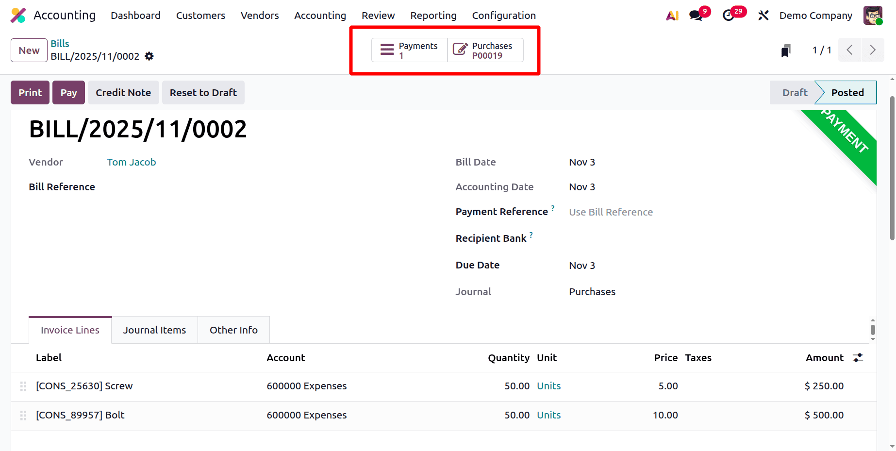 How to Generate a Vendor Bill for a Purchase Order in Odoo 19-cybrosys