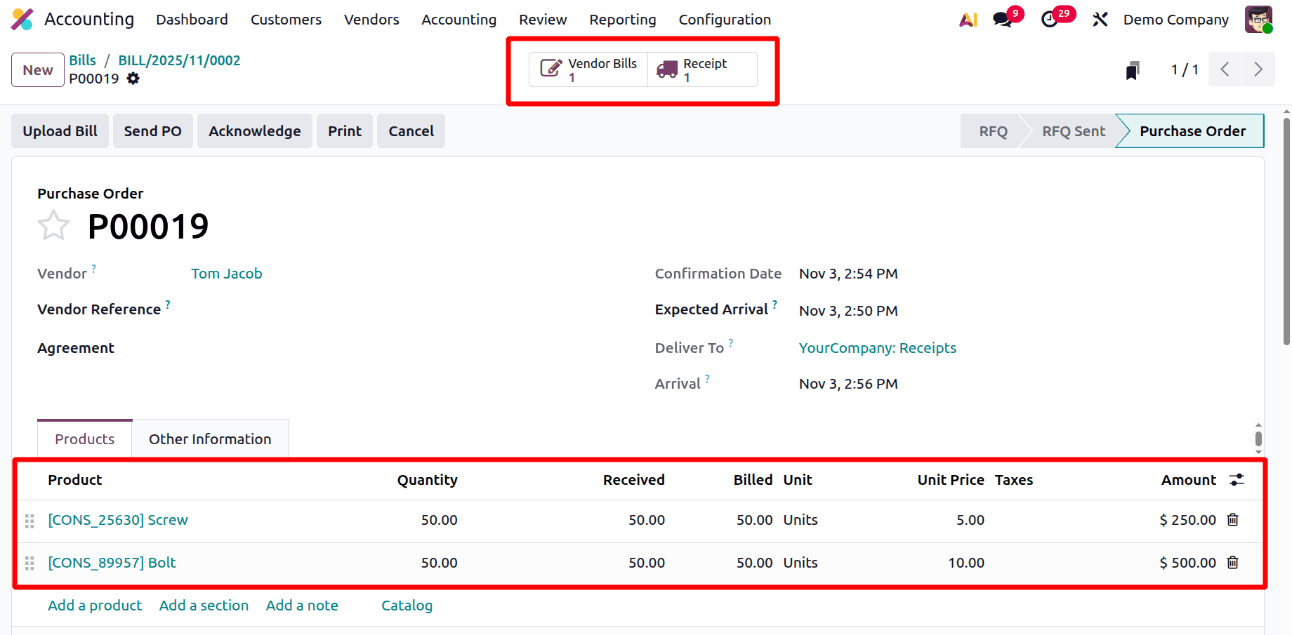How to Generate a Vendor Bill for a Purchase Order in Odoo 19-cybrosys