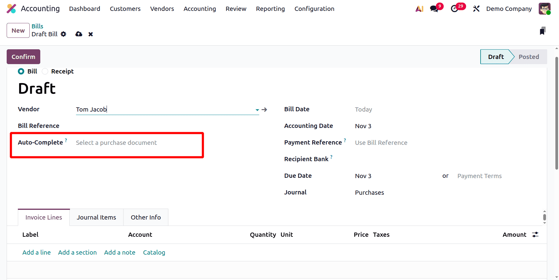 How to Generate a Vendor Bill for a Purchase Order in Odoo 19-cybrosys