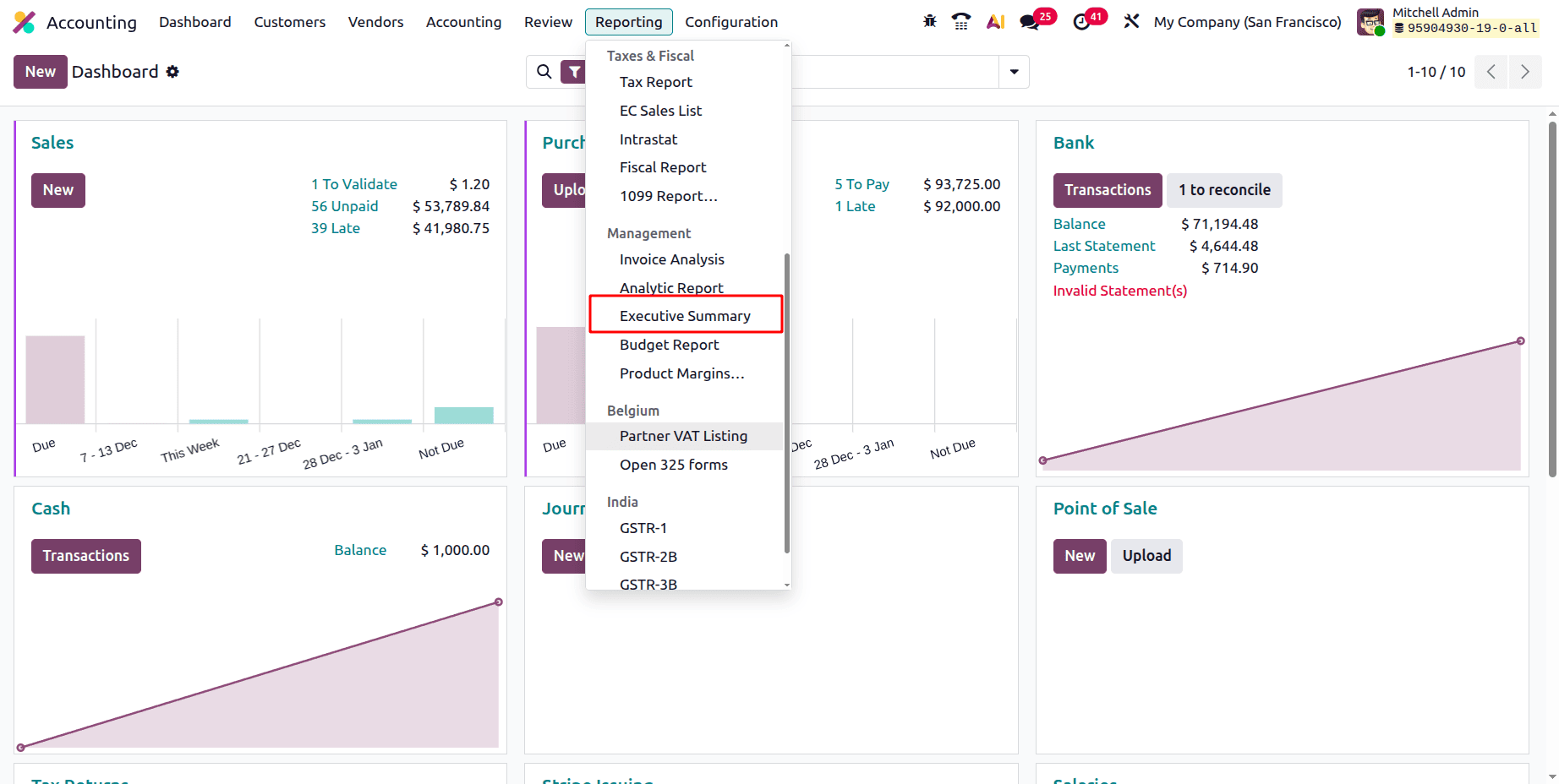How to Generate an Executive Summary Report in Odoo 19 Accounting-cybrosys