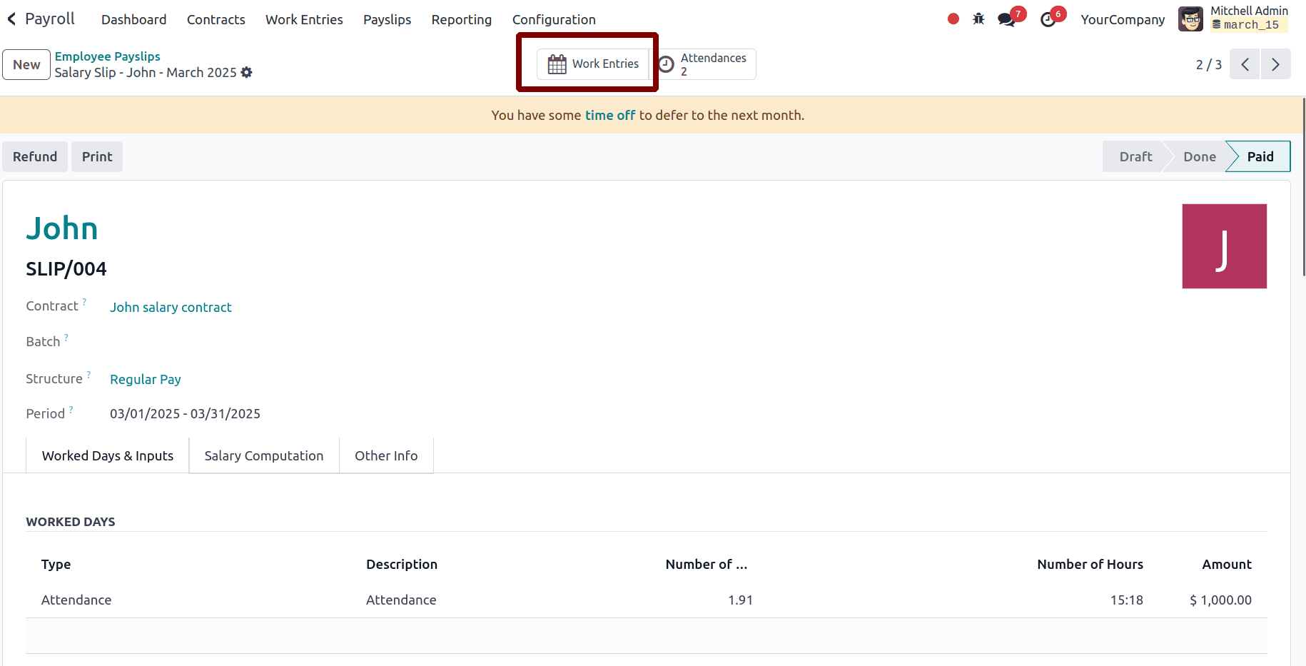 How to Generate Payslip based on Employee Attendance in Odoo 18-cybrosys