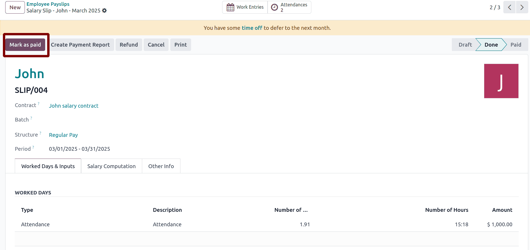 How to Generate Payslip based on Employee Attendance in Odoo 18-cybrosys