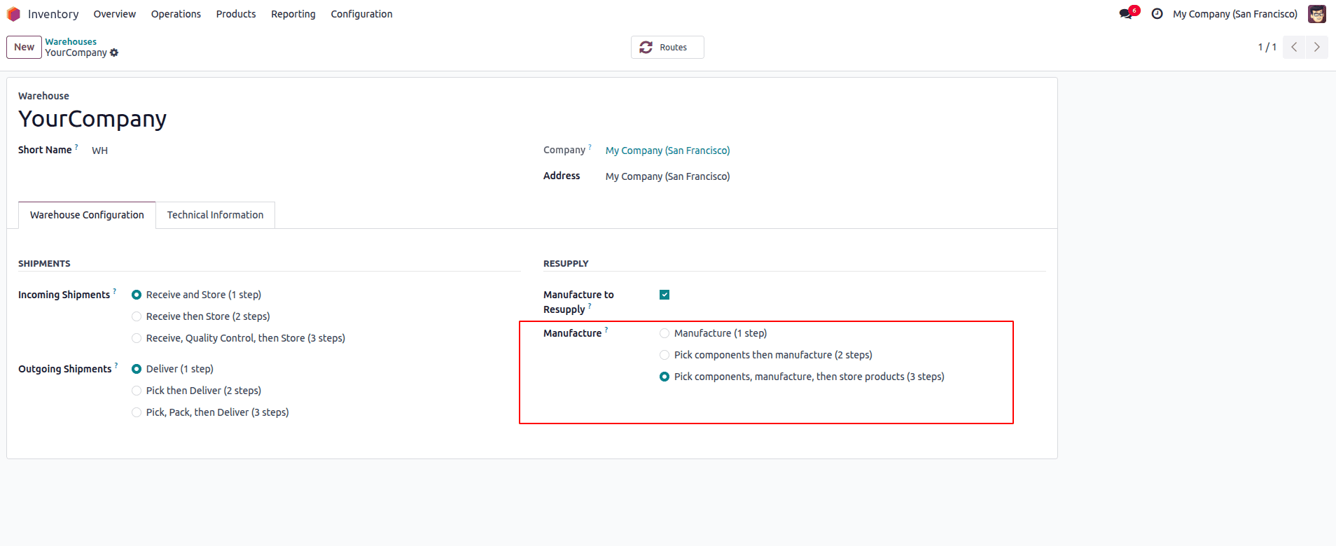 How to Handle Manufacting With Three Step Warehouse Configuration in Odoo 18-cybrosys