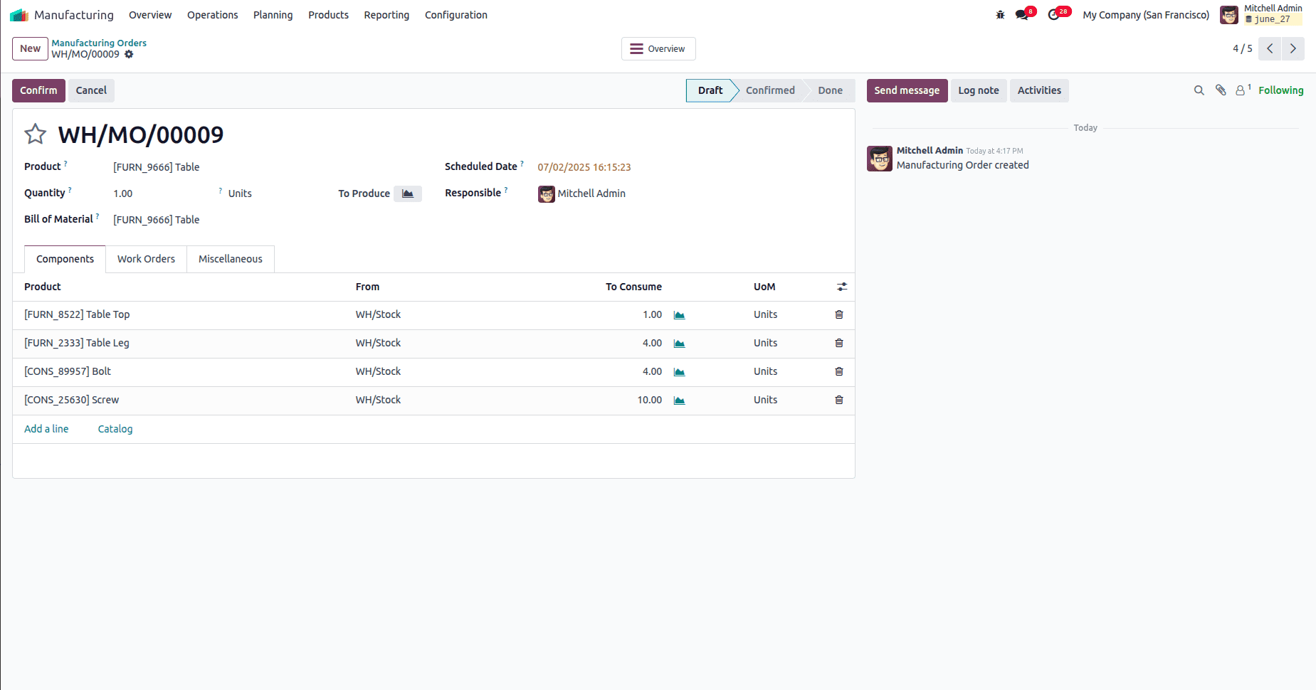 How to Handle Manufacturing with One-Step Warehouse Configuration in Odoo 18-cybrosys