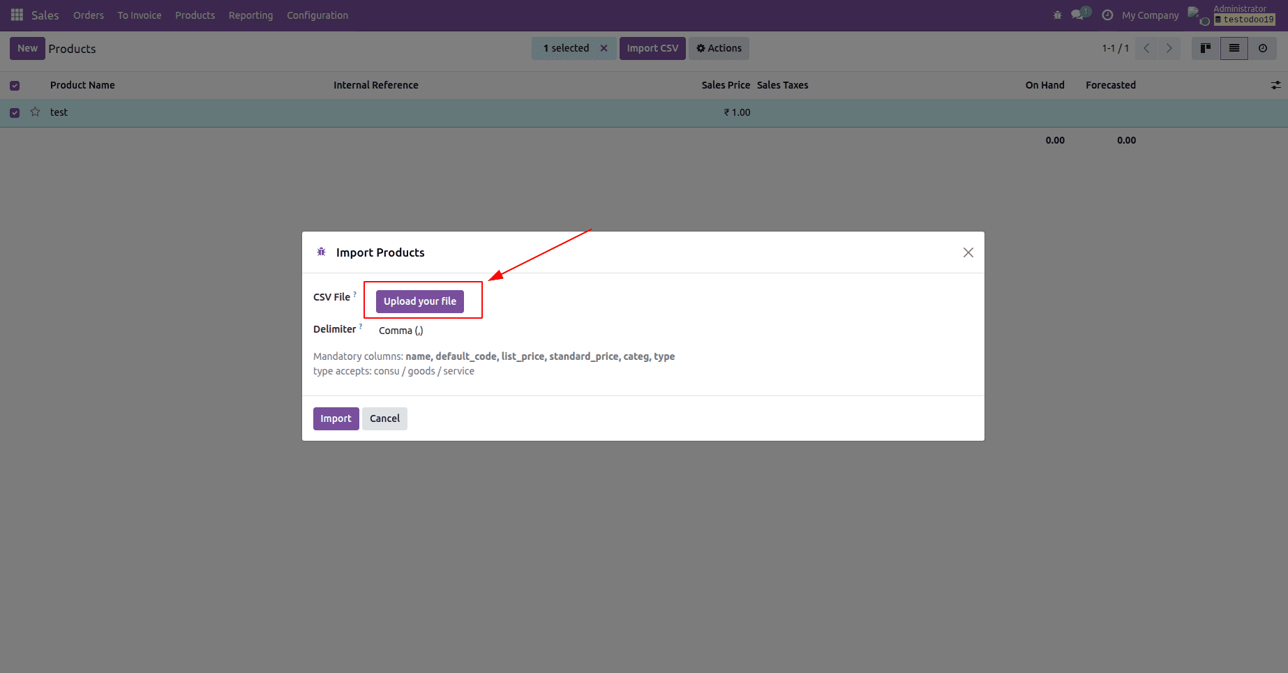 How to Import CSV Data Through a Custom Button in Odoo 19-cybrosys