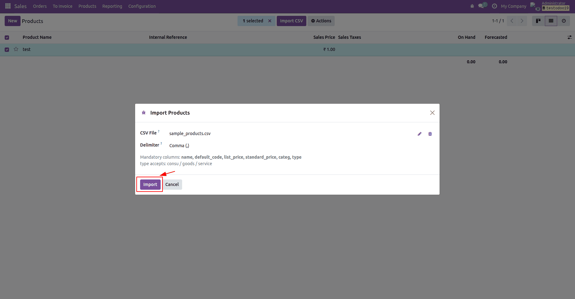How to Import CSV Data Through a Custom Button in Odoo 19-cybrosys