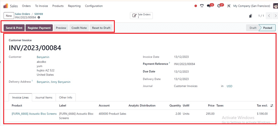How to Include Invoice & Delivery Address Inside Customer Invoices in Odoo 17-cybrosys