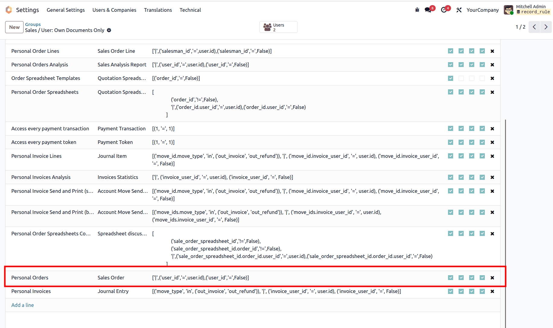 How to Inherit and Update a Core Record Rule in Odoo 19-cybrosys