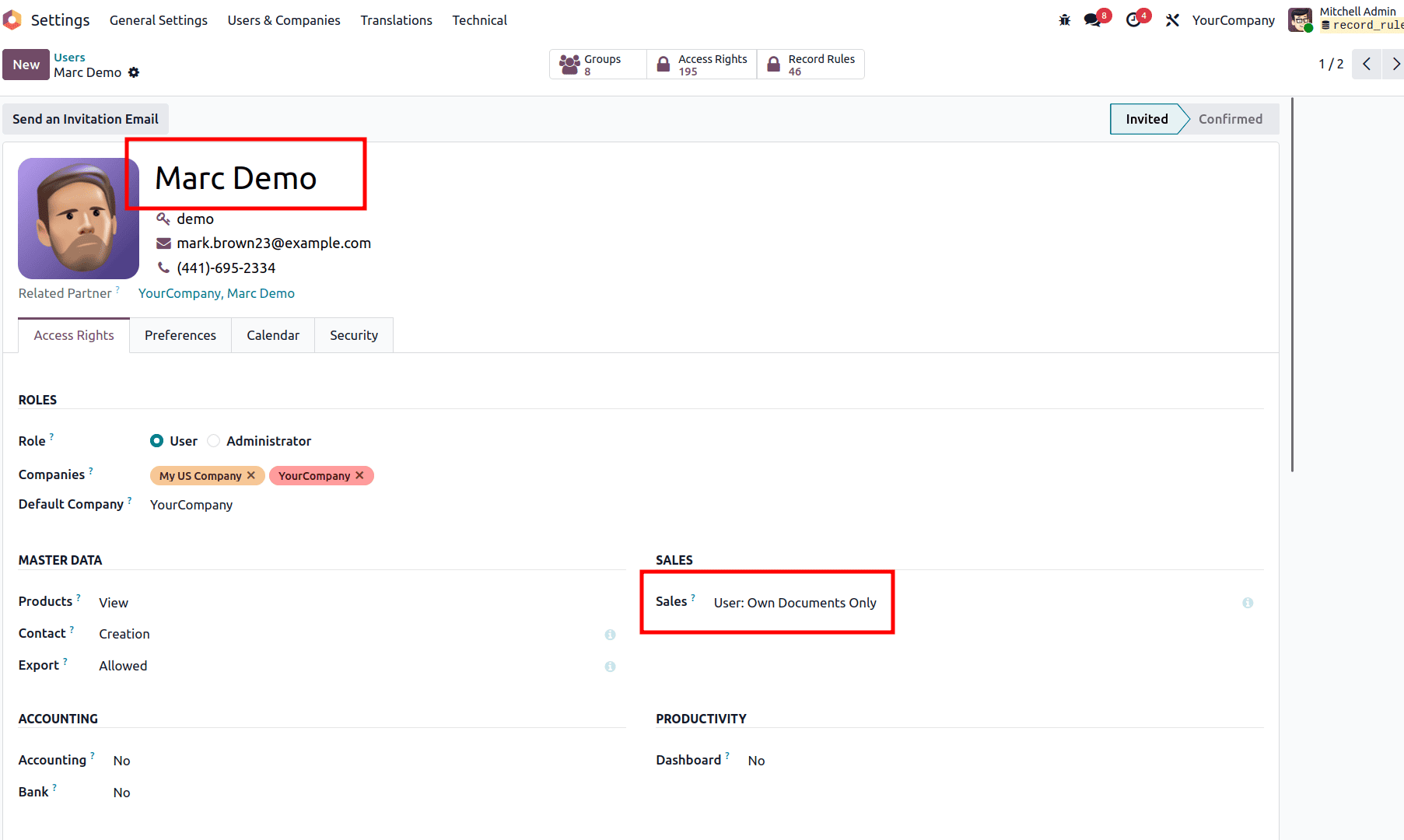 How to Inherit and Update a Core Record Rule in Odoo 19-cybrosys
