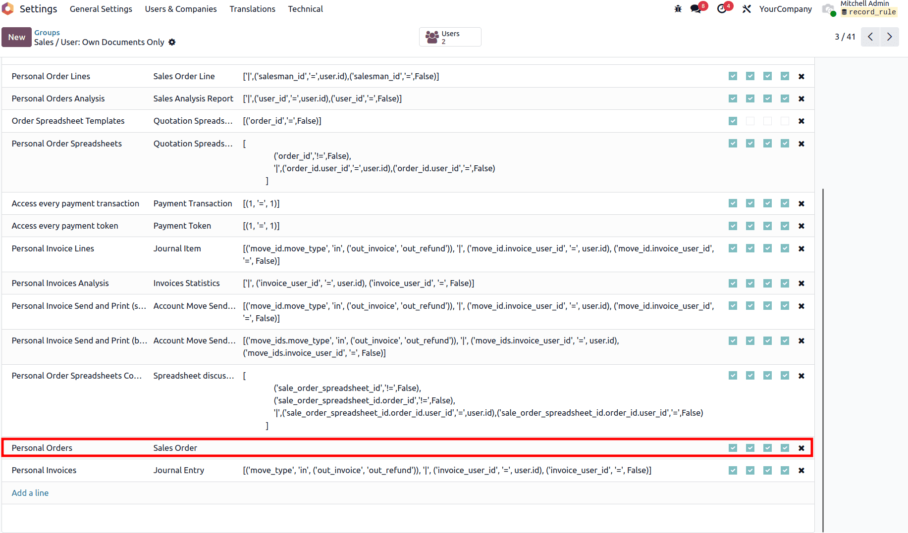 How to Inherit and Update a Core Record Rule in Odoo 19-cybrosys