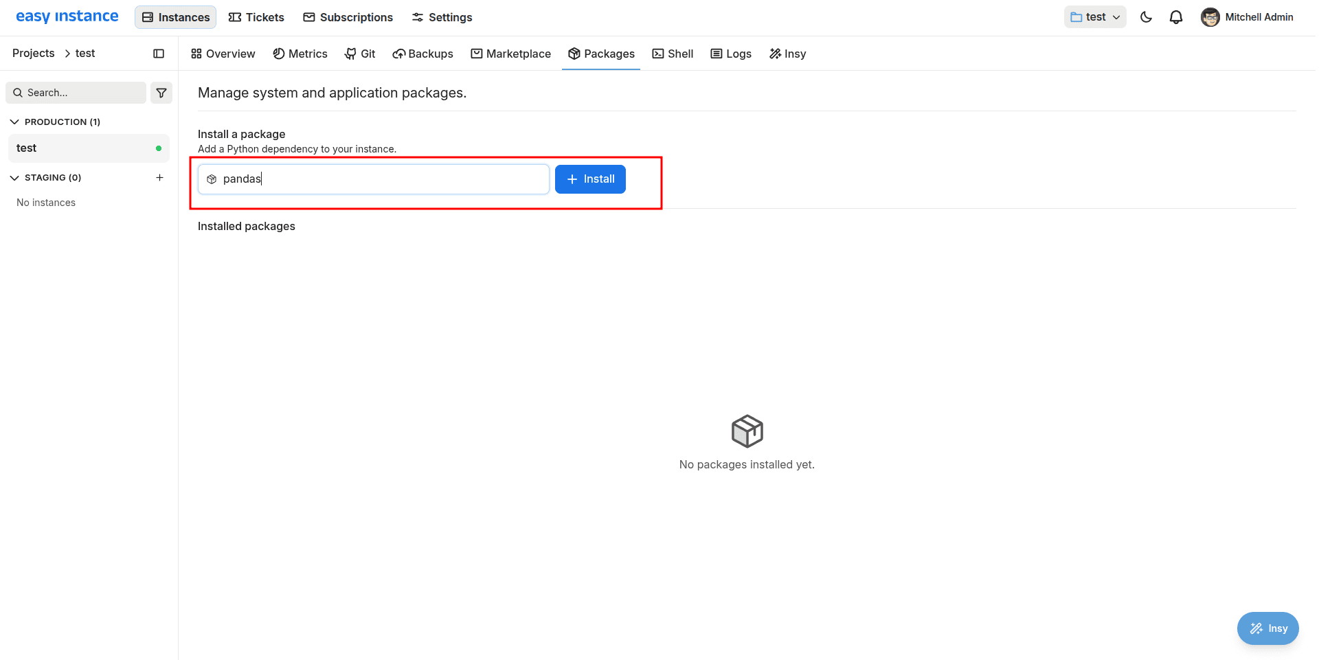 How to Install Python Packages in EasyInstance-cybrosys