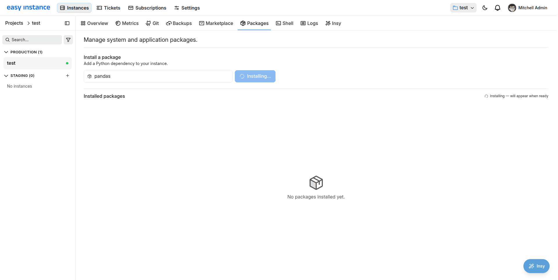 How to Install Python Packages in EasyInstance-cybrosys