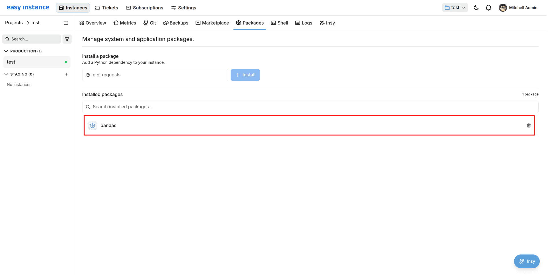 How to Install Python Packages in EasyInstance-cybrosys