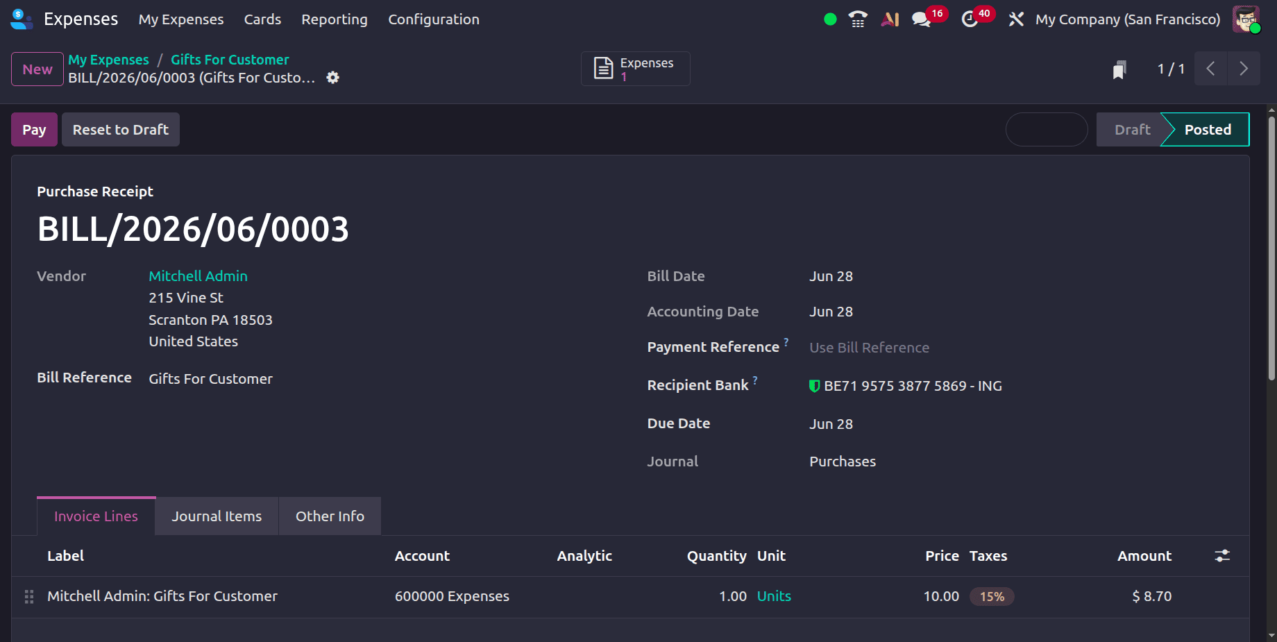 How to Invoice Customers for Expenses in Odoo 19-cybrosys