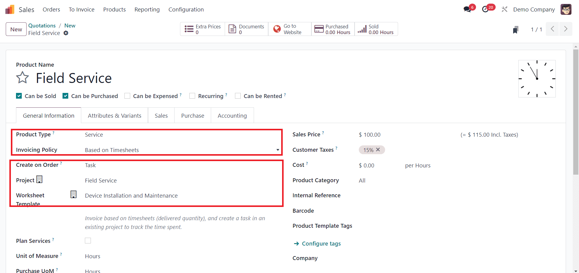 How to Invoice Time & Material Used in a Field Service in Odoo 17-cybrosys