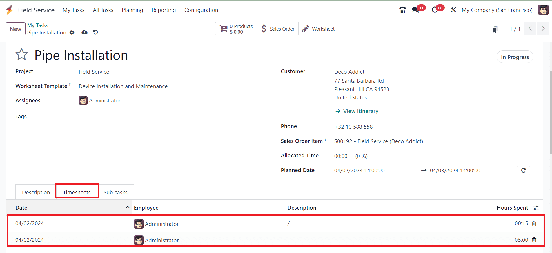 How to Invoice Time & Material Used in a Field Service in Odoo 17-cybrosys