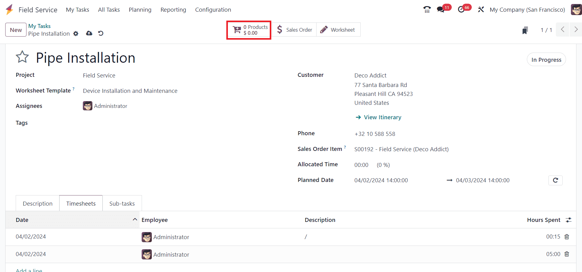 How to Invoice Time & Material Used in a Field Service in Odoo 17-cybrosys