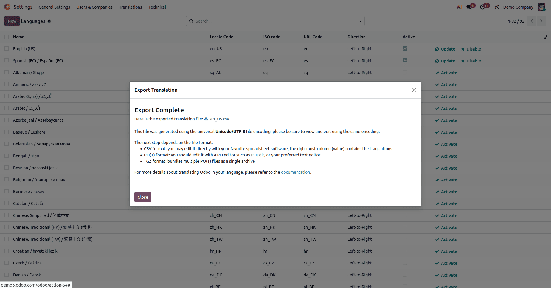 How to load Translation Data Files into Odoo 19-cybrosys