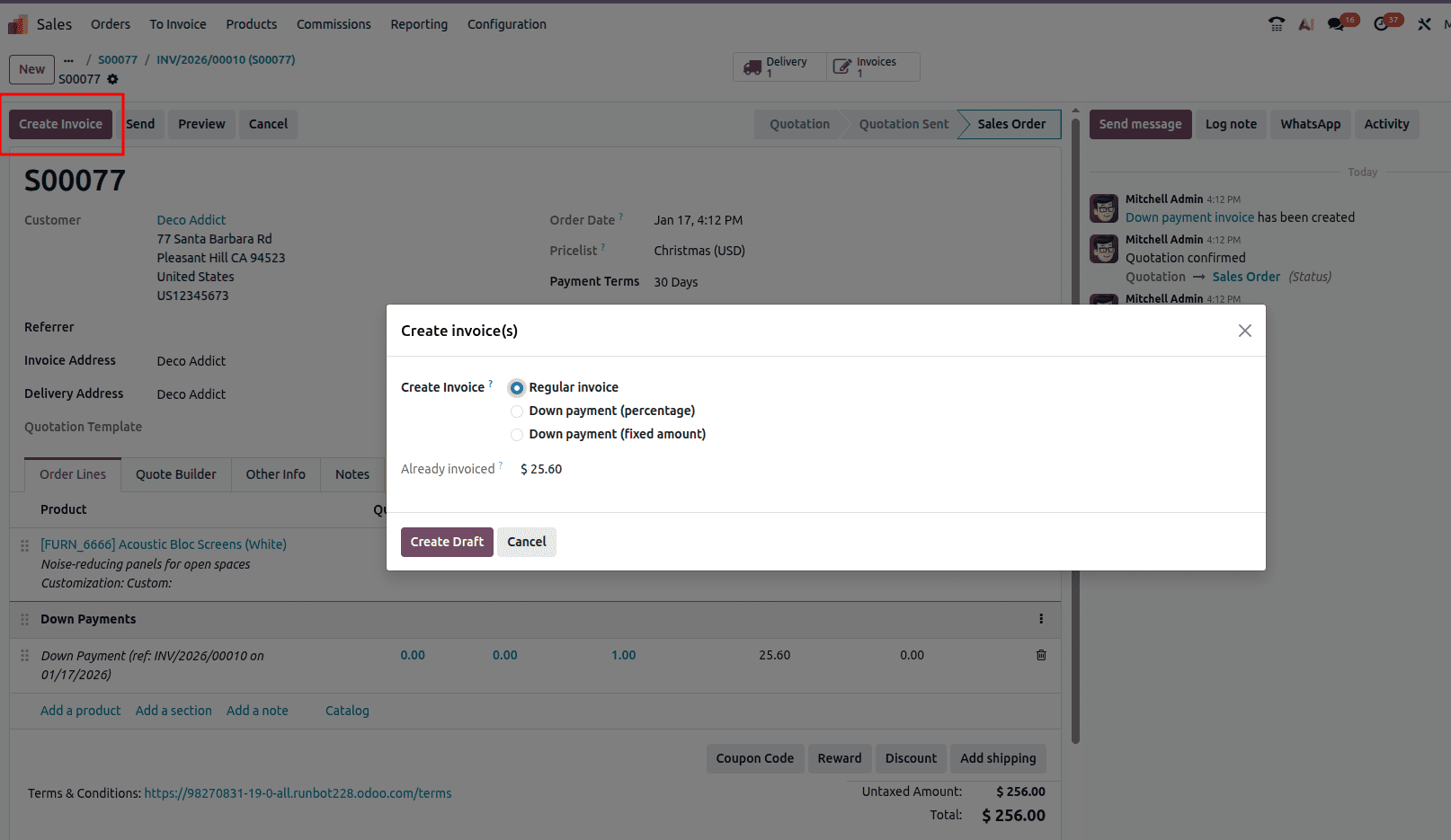 How to Make Down Payments in Odoo 19 Sales-cybrosys