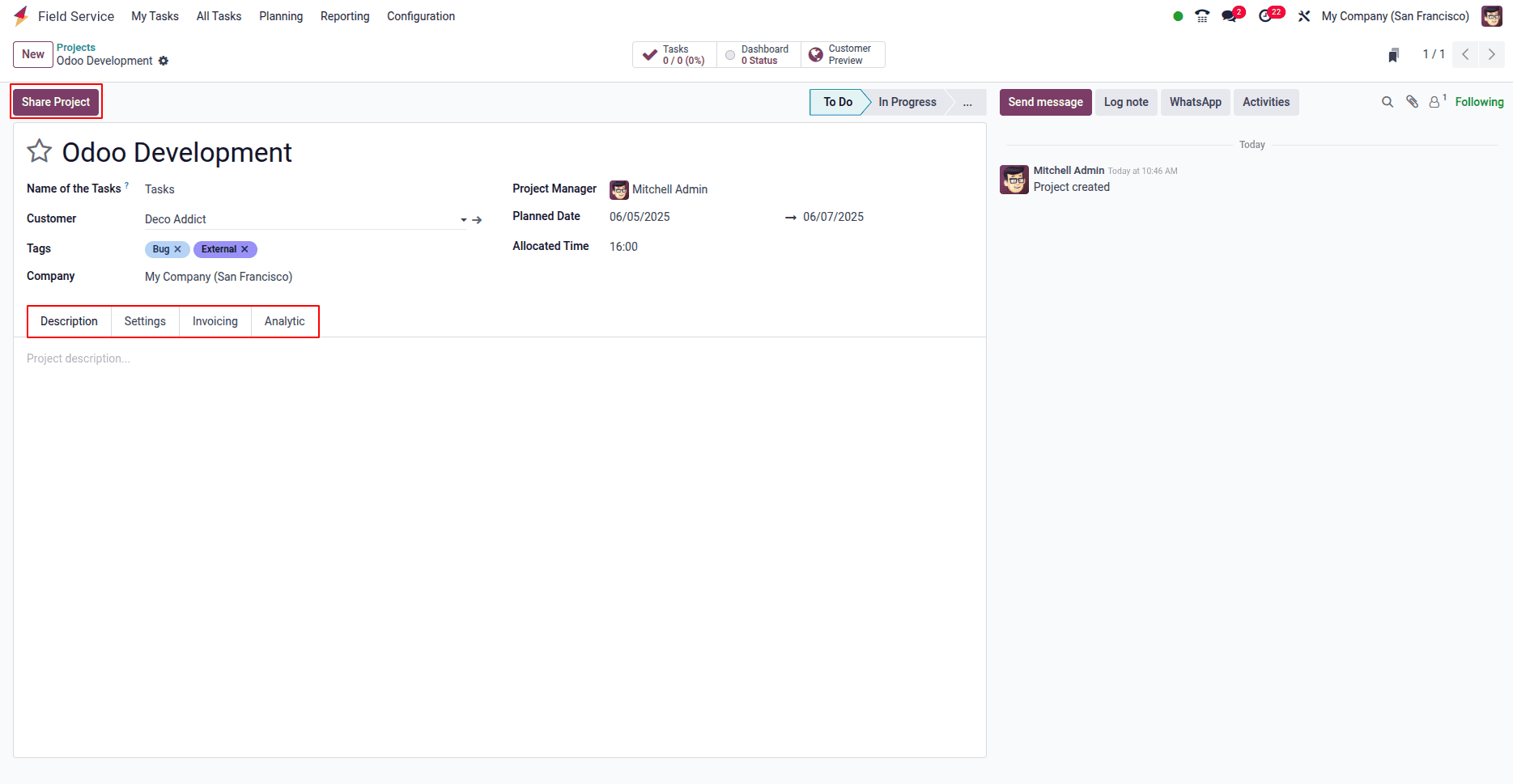 How to Manage a Field Service Project in Odoo 18-cybrosys