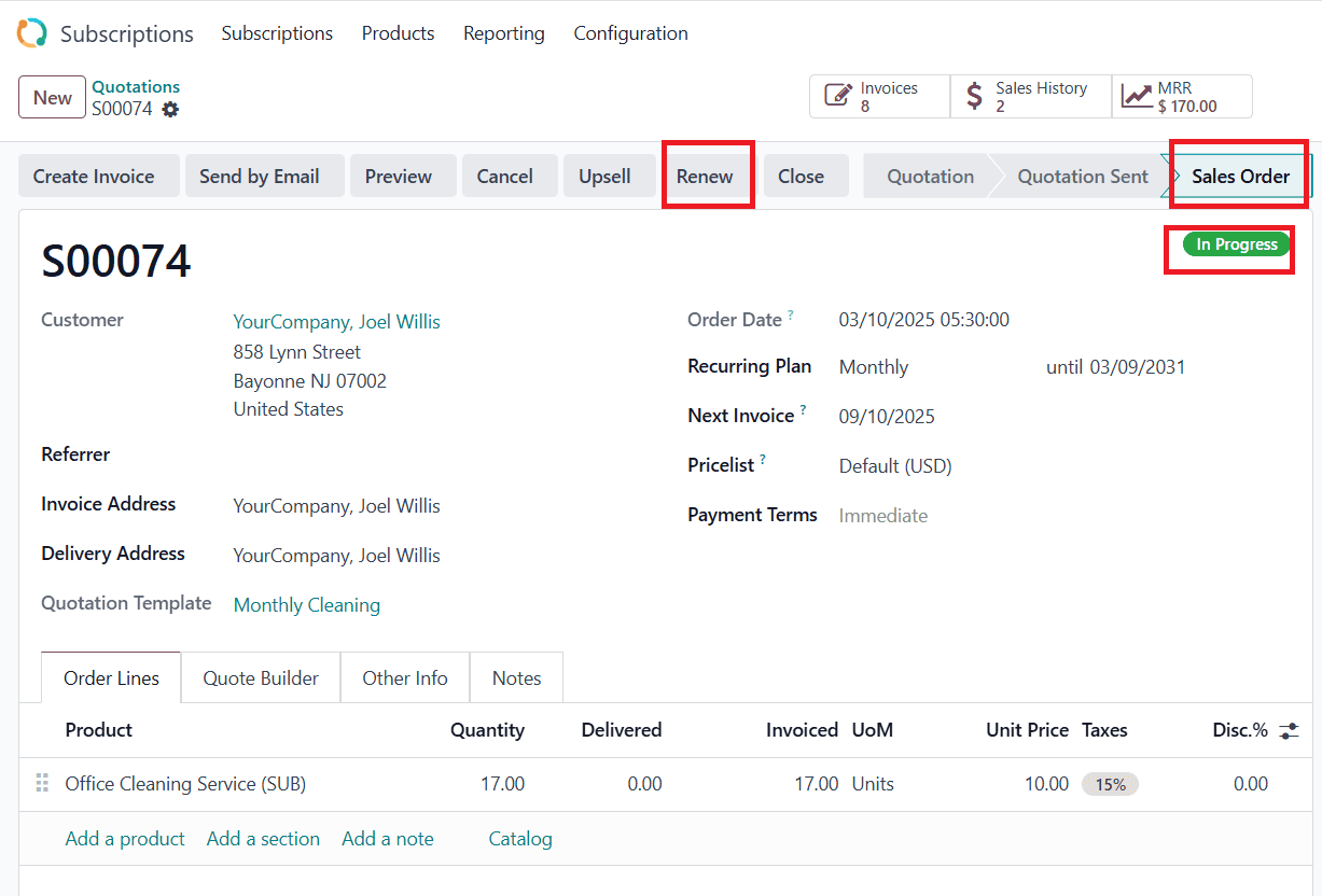 How to Manage a Subscription Renewal in Odoo 18-cybrosys