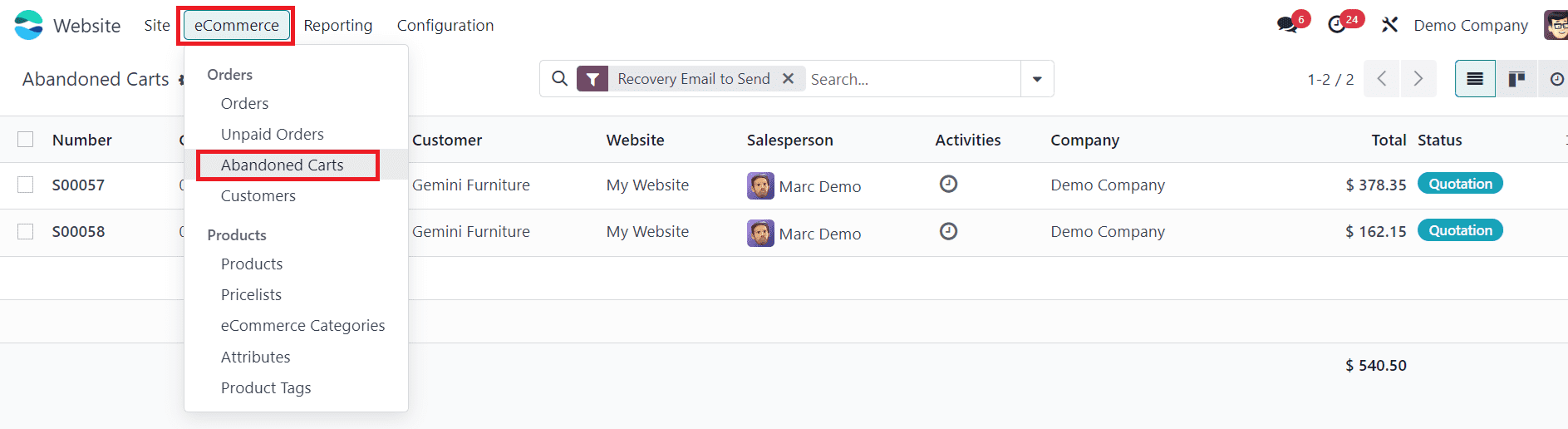 How to Manage Abandoned Carts in Odoo 17 Website-cybrosys