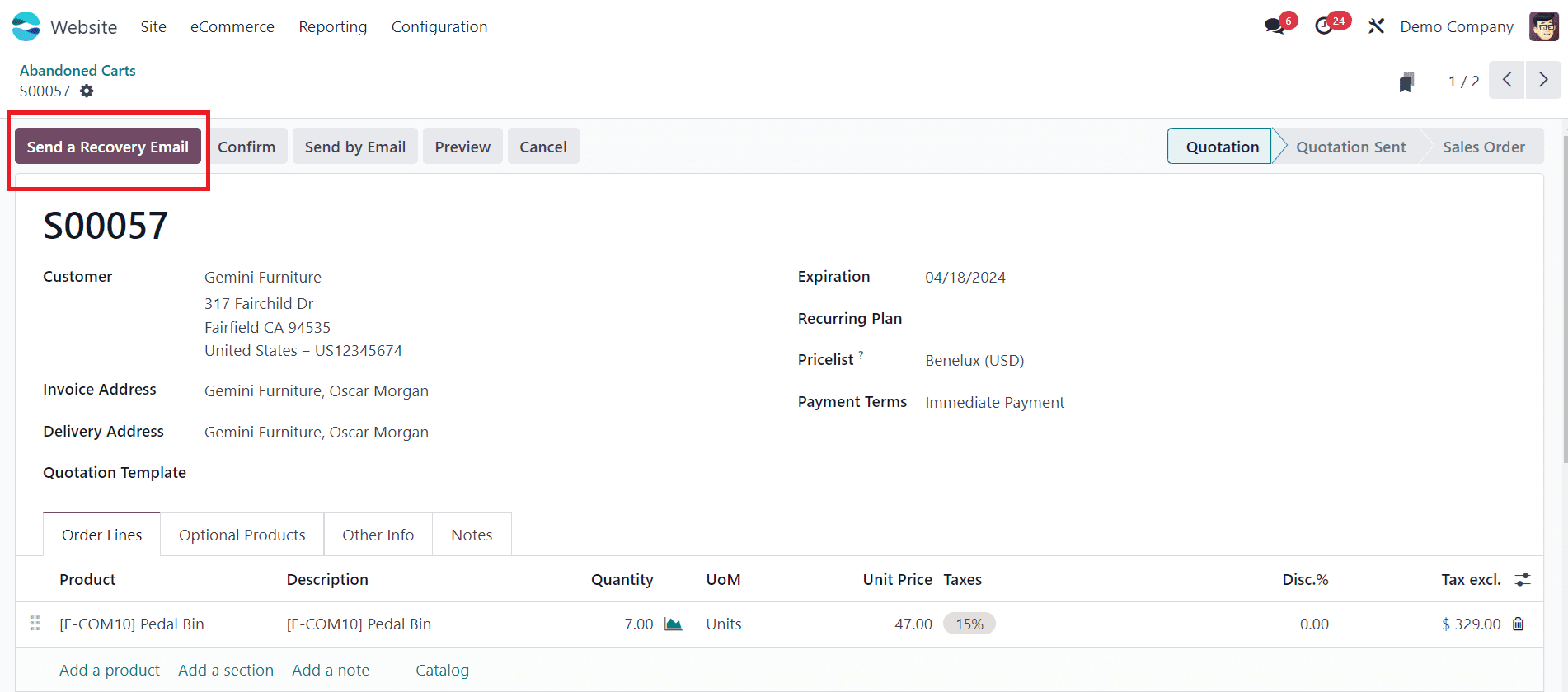 How to Manage Abandoned Carts in Odoo 17 Website-cybrosys