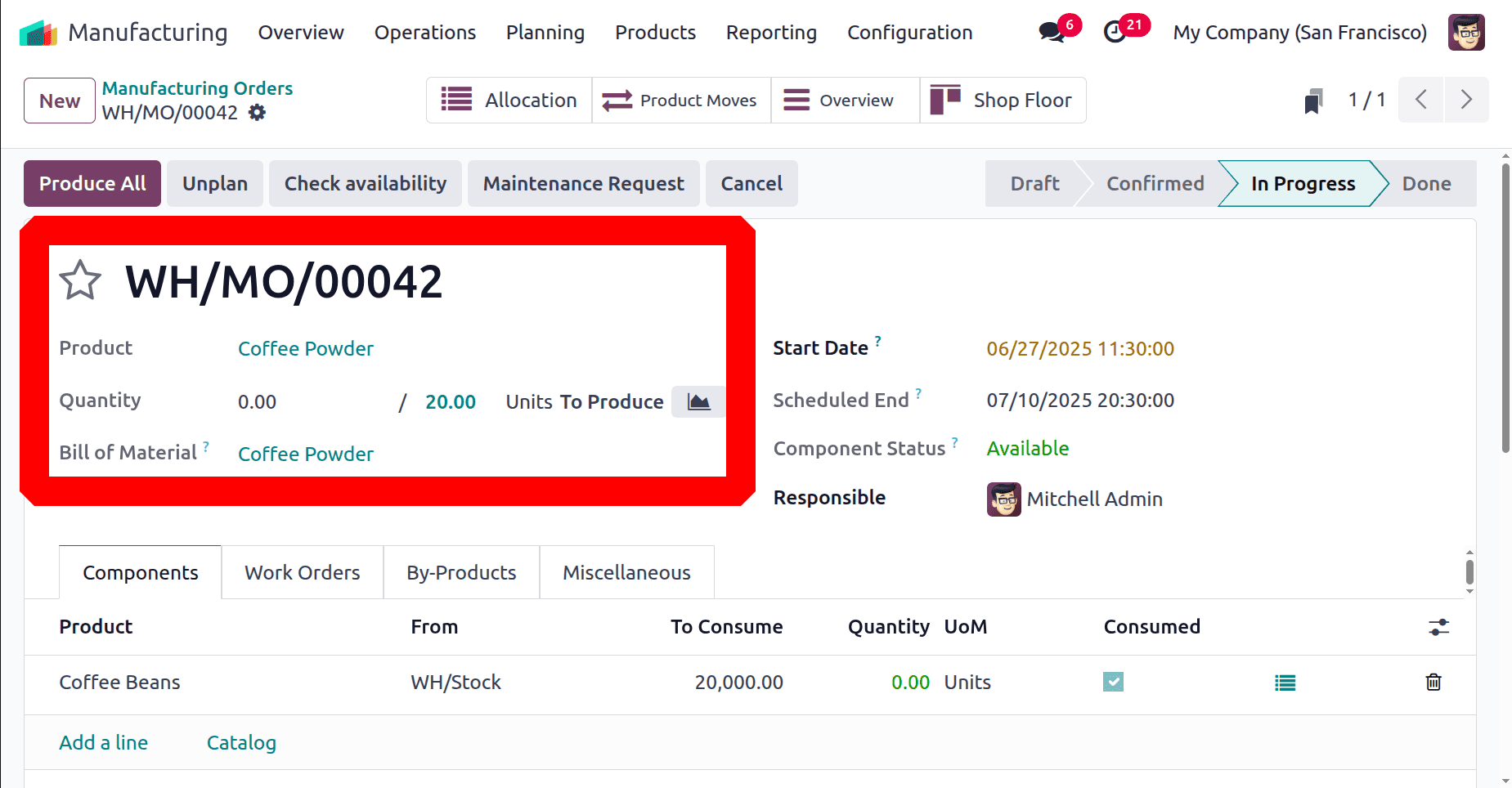 How to Manage Allocation Report for Manufacturing Orders in Odoo 18-cybrosys