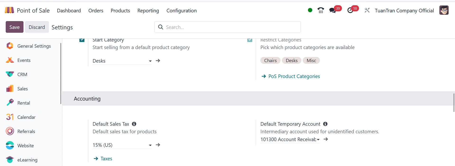 How to Manage, Configuring Accounts & Payment in Odoo 17 POS-cybrosys