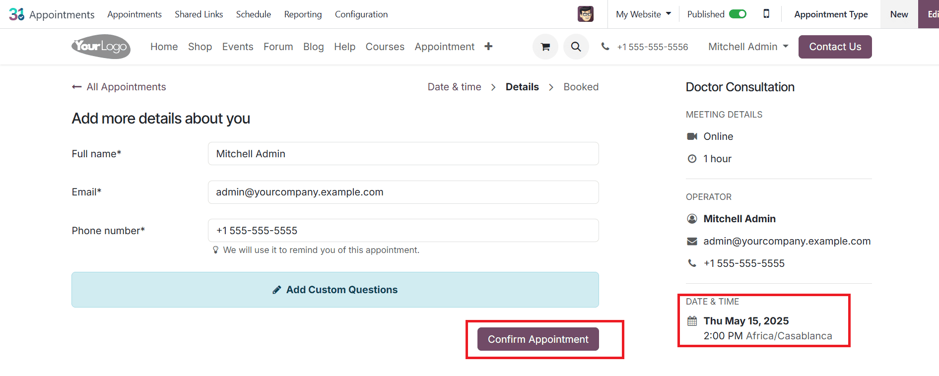 How to Manage and Schedule Appointments in Odoo 18 With or Without Up-Front Payments-cybrosys