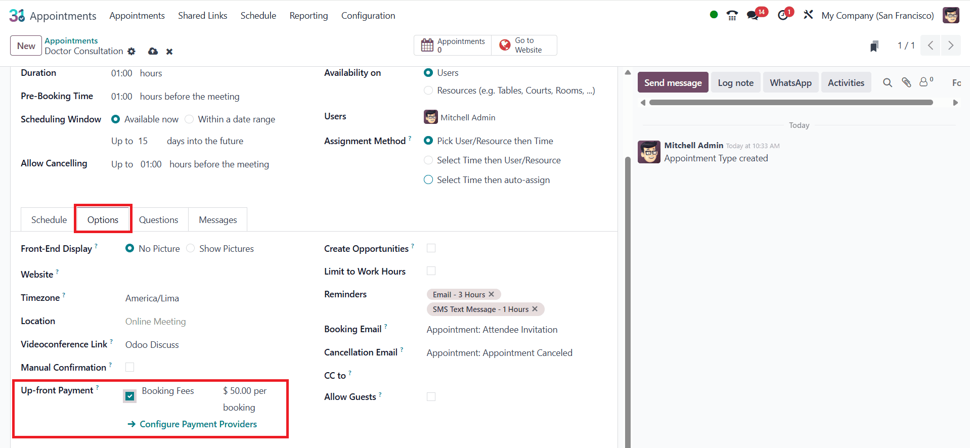 How to Manage and Schedule Appointments in Odoo 18 With or Without Up-Front Payments-cybrosys