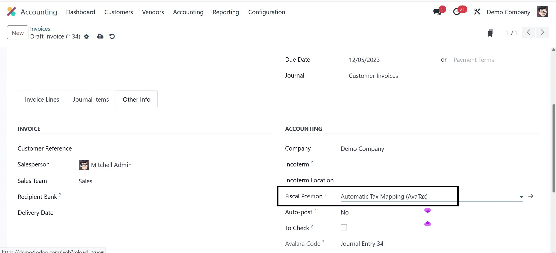 How to Manage Avatax in Odoo 17 Accounting-cybrosys