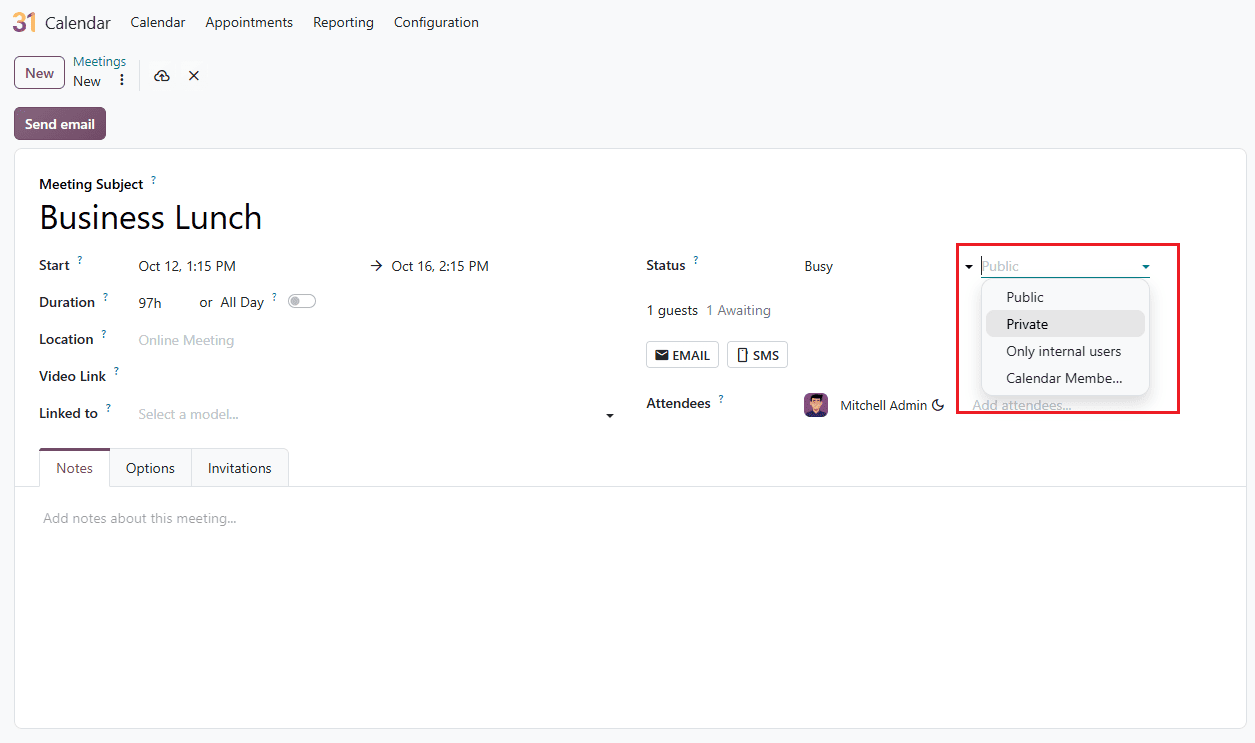 How to Manage Calendar Privacy and Availability in Odoo 20-cybrosys