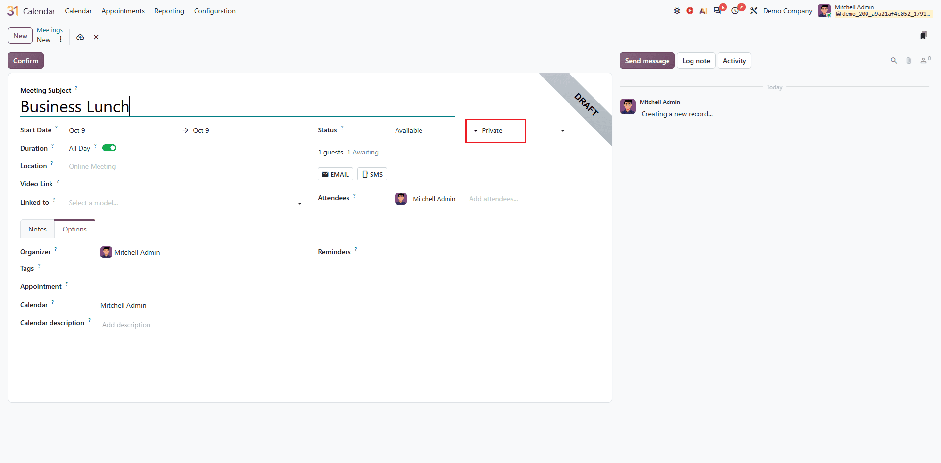 How to Manage Calendar Privacy and Availability in Odoo 20-cybrosys