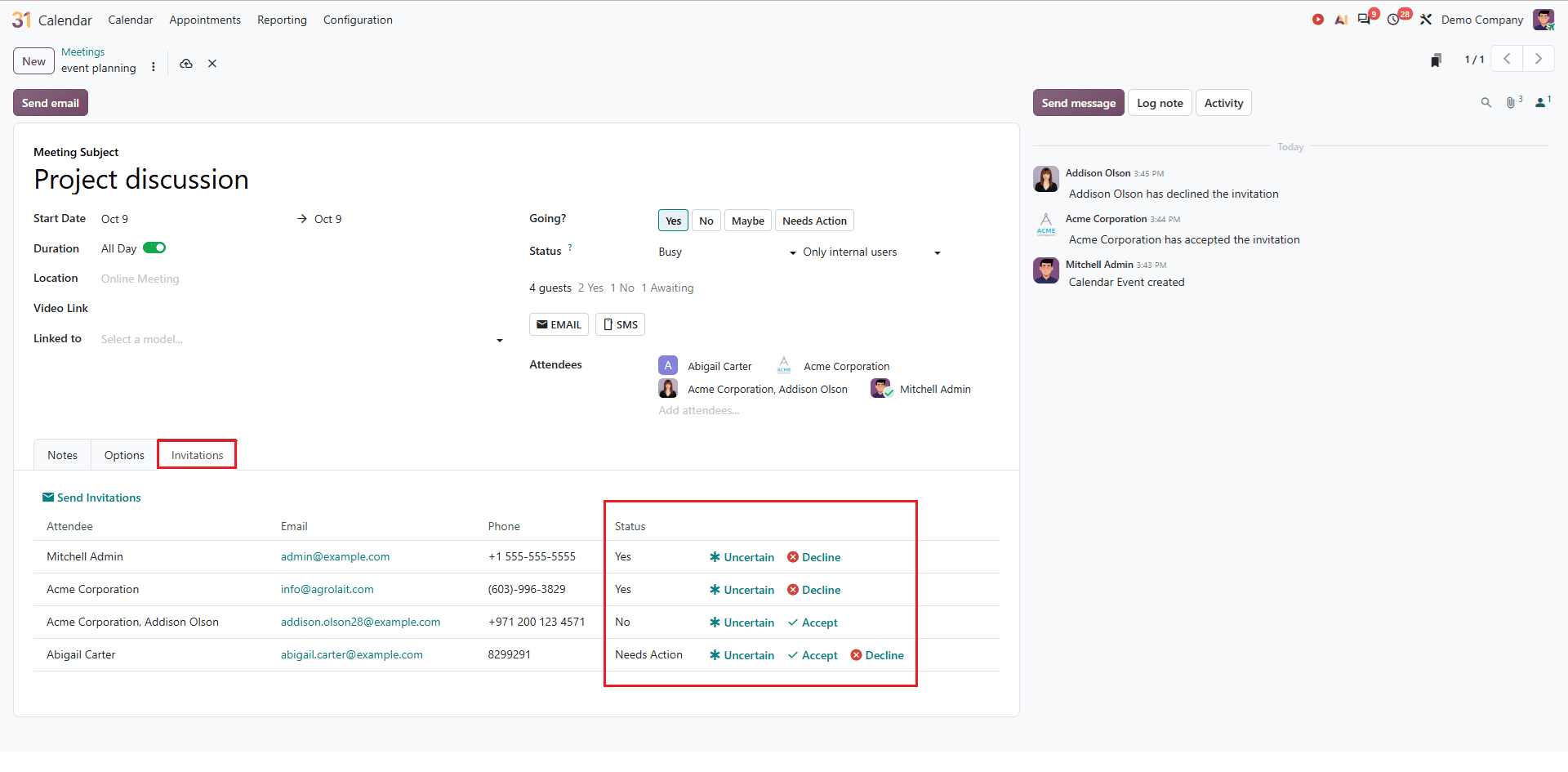How to Manage Calendar Privacy and Availability in Odoo 20-cybrosys