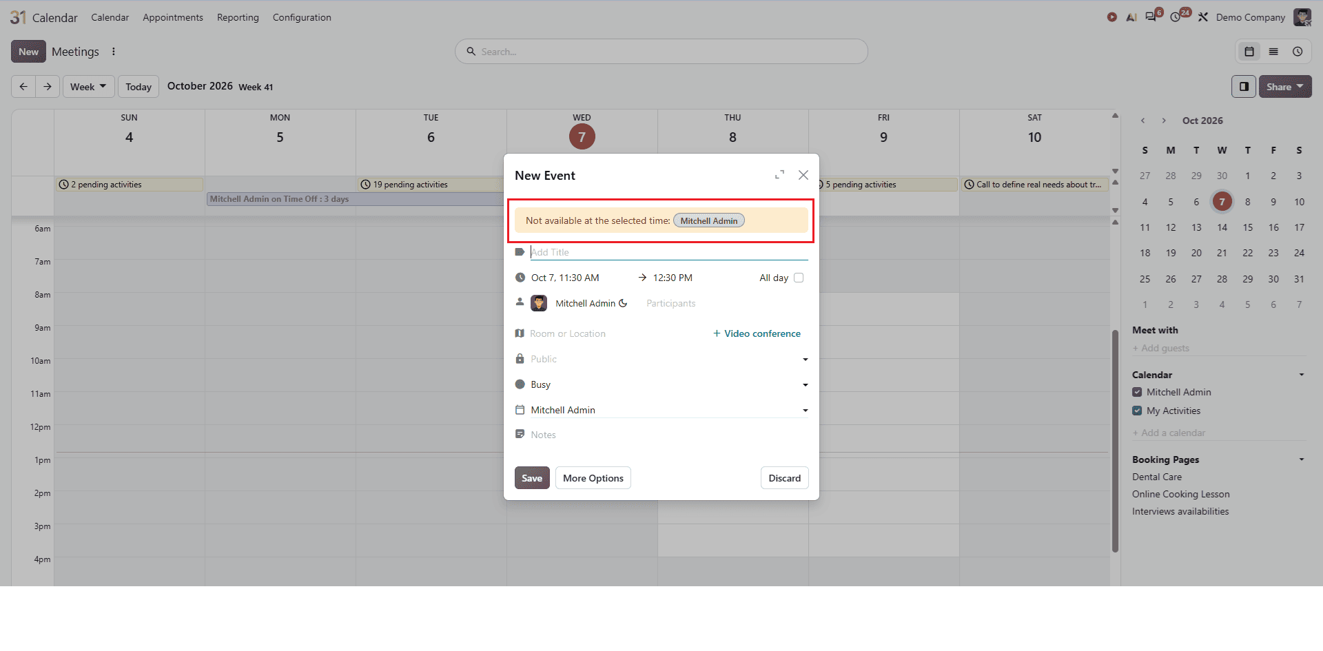 How to Manage Calendar Privacy and Availability in Odoo 20-cybrosys