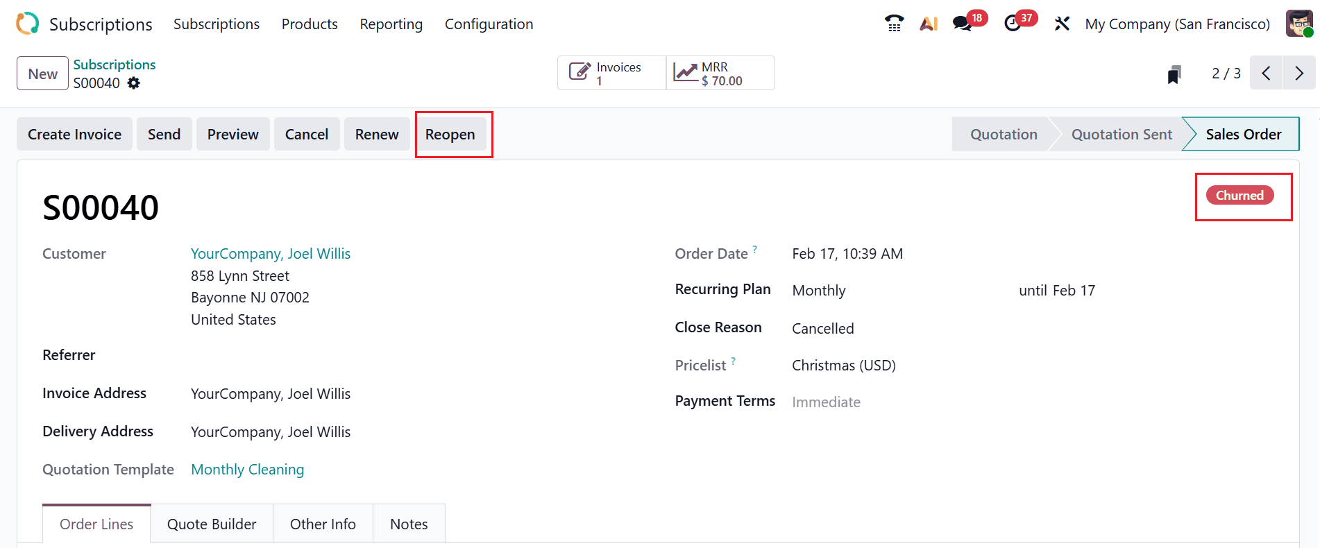 How to Manage Closing and Reopening Subscriptions in Odoo 19-cybrosys