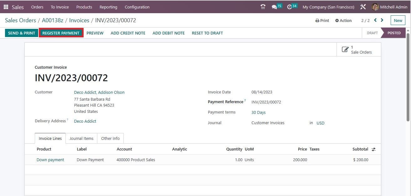 How to Manage Down Payments in Odoo 16 Sales Module-cybrosys