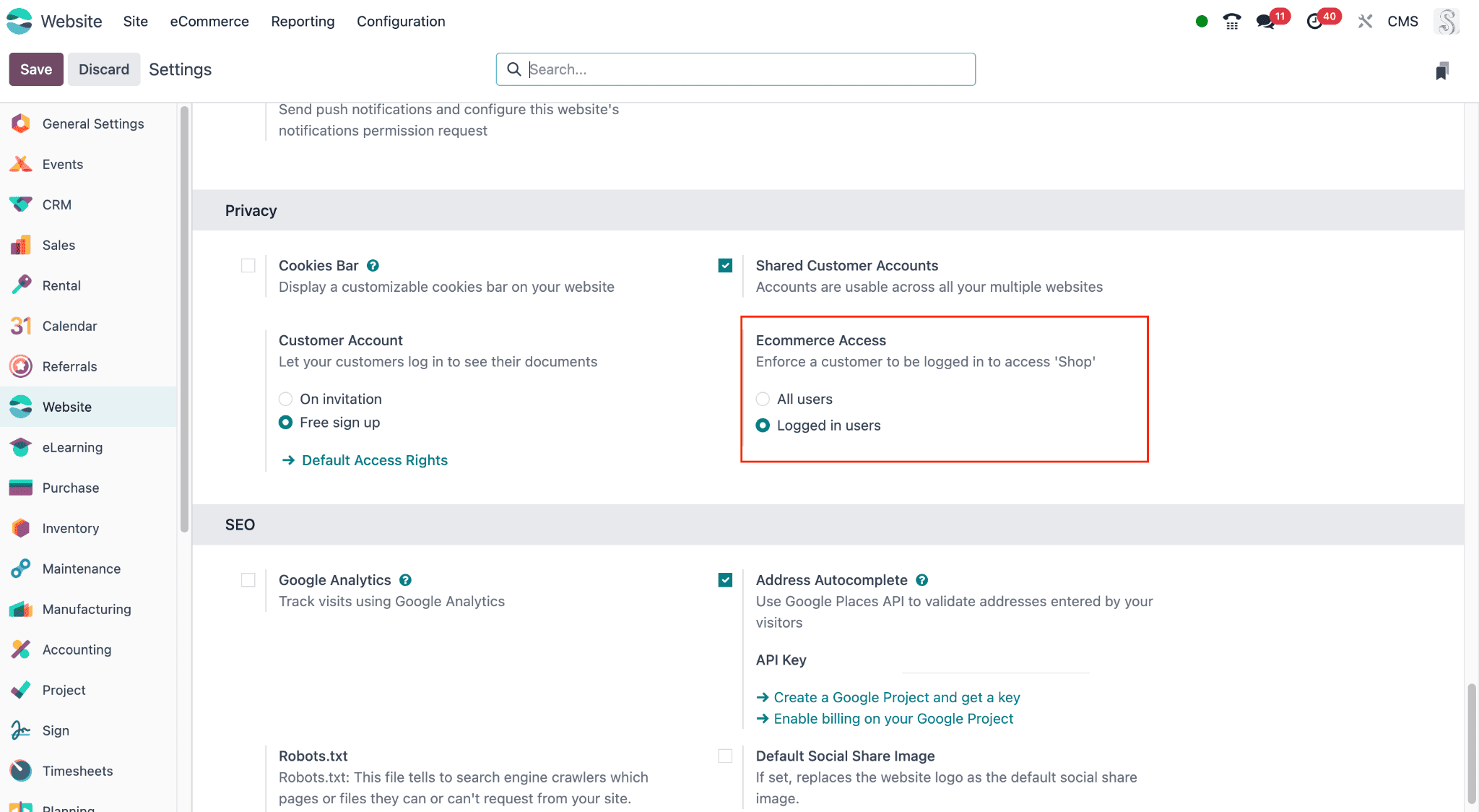How to Manage Ecommerce Access in Odoo 18-cybrosys