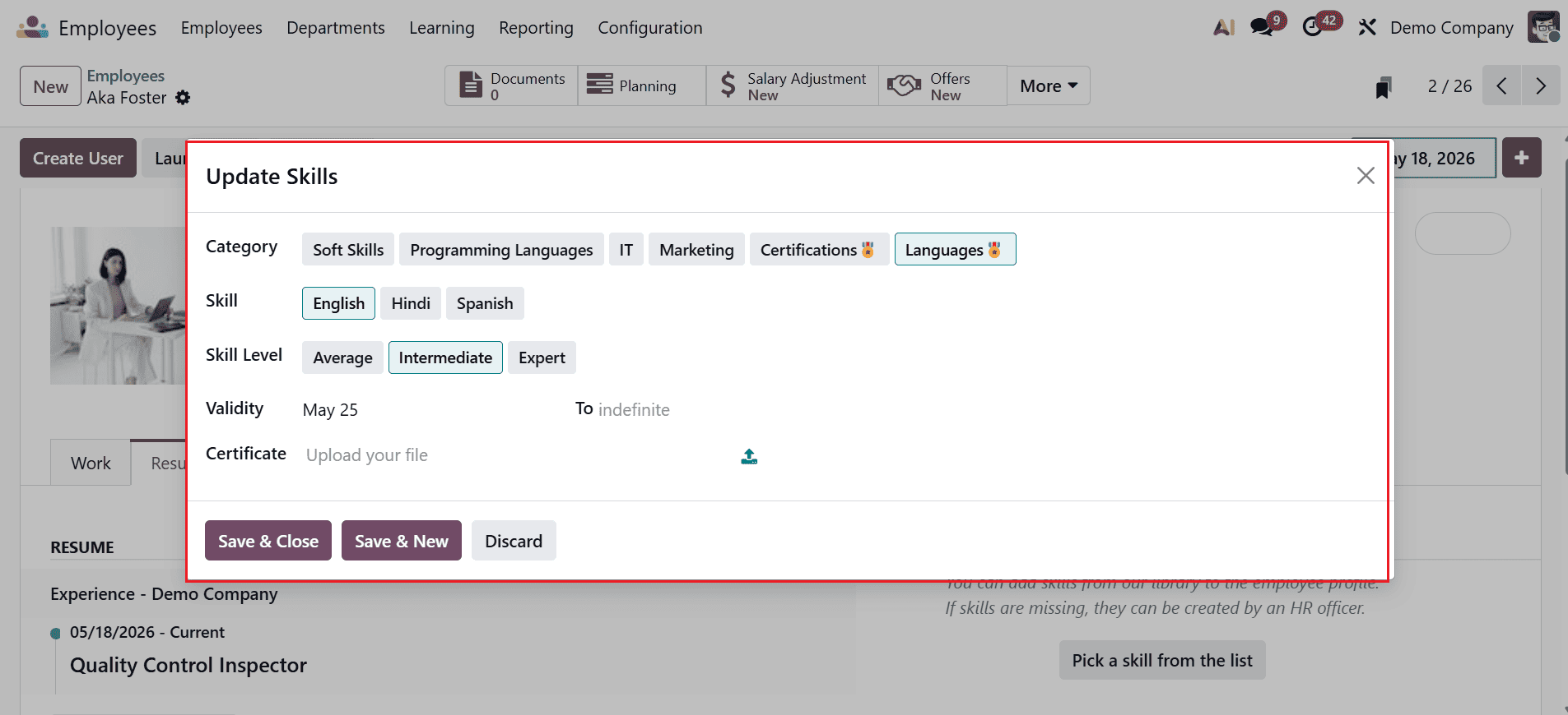 How to manage Employee Skills and Competencies in Odoo 19-cybrosys