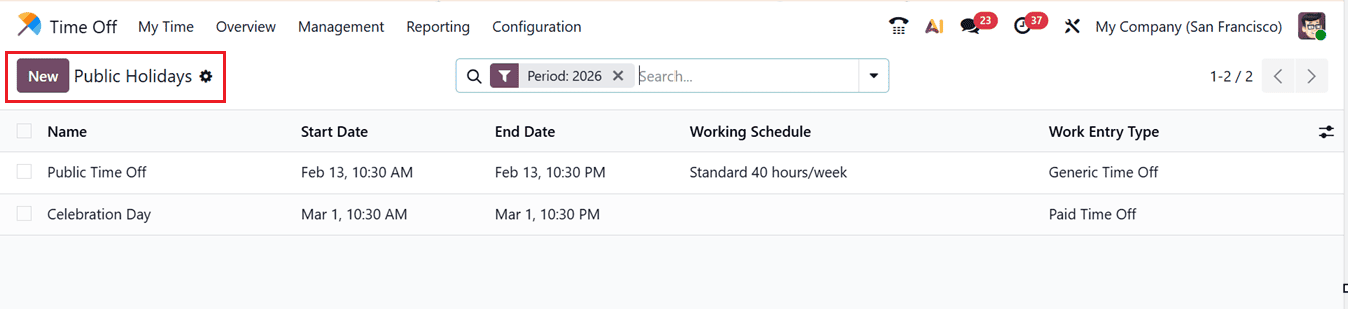 How to Manage Leave and Public Holidays in Odoo 19 Timesheets-cybrosys