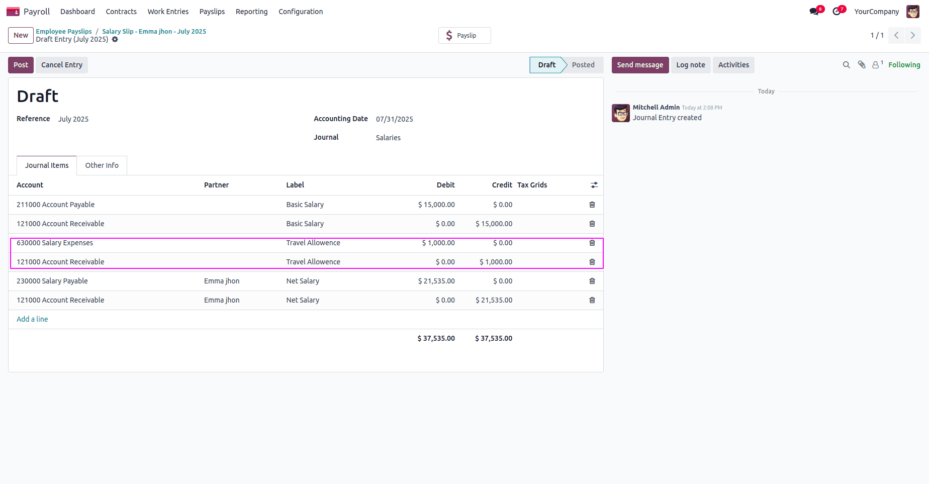 How to Manage Payroll Payment Entries in Odoo 18-cybrosys