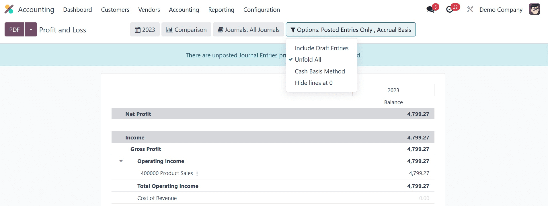 How to Manage Profit & Loss in Odoo 17 Accounting-cybrosys