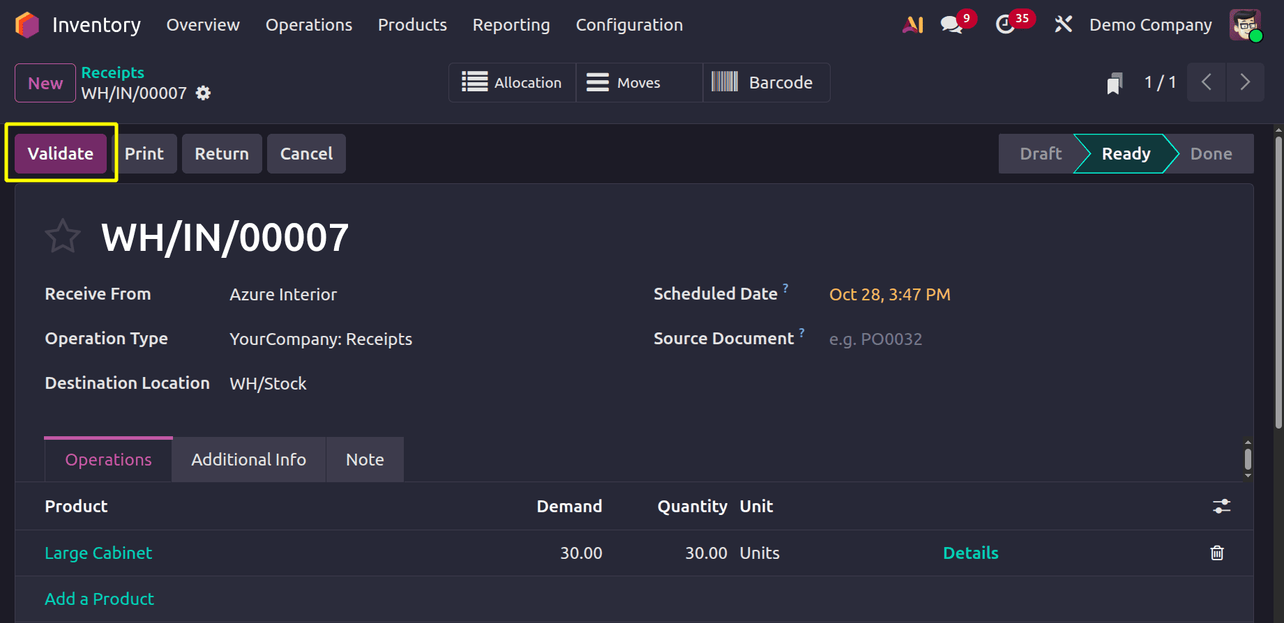 How to Manage Reception Reports Efficiently in Odoo 19 Operations-cybrosys