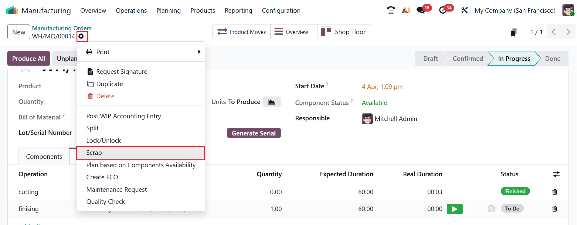 How to Manage Scrap in Odoo 19 Manufacturing-cybrosys