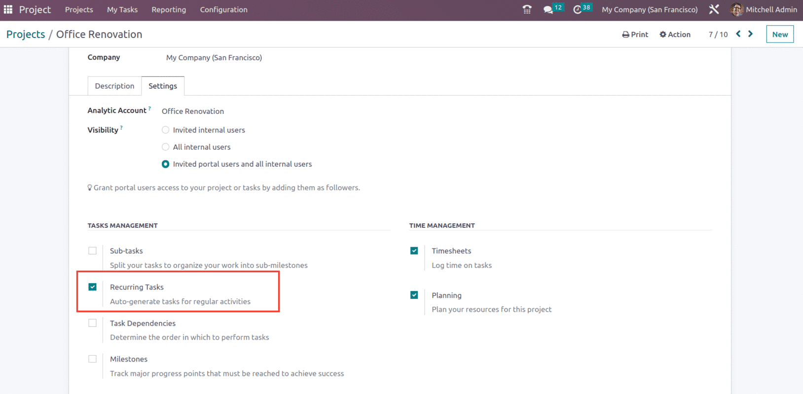 How to Manage Task Recurrence With Odoo 16 Project App-cybrosys