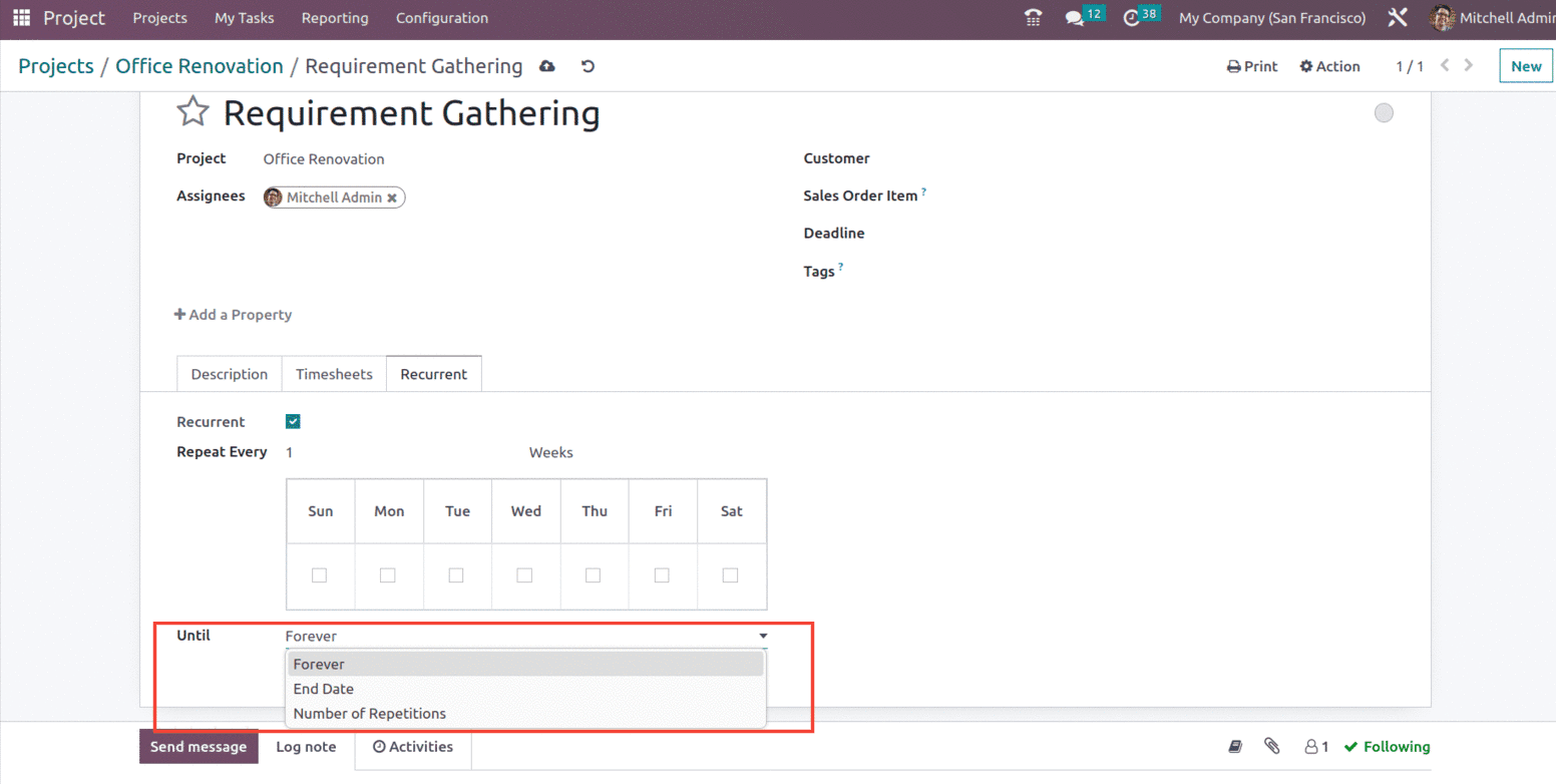 How to Manage Task Recurrence With Odoo 16 Project App-cybrosys