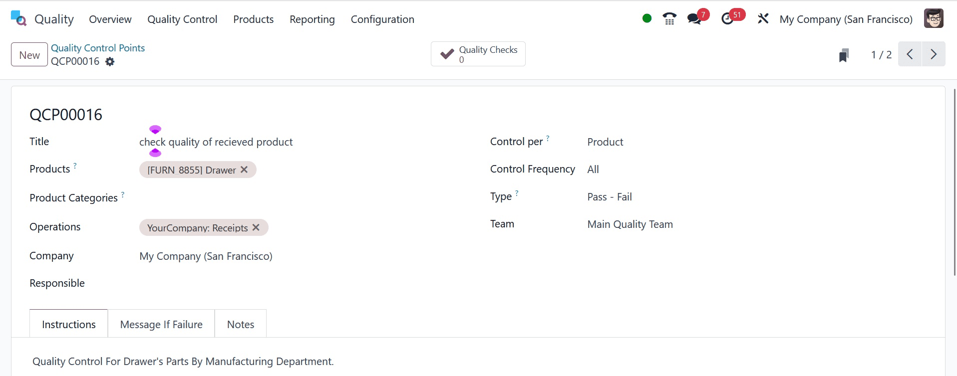 How to Manage Types of Quality Checks in Odoo 17 Quality App-cybrosys