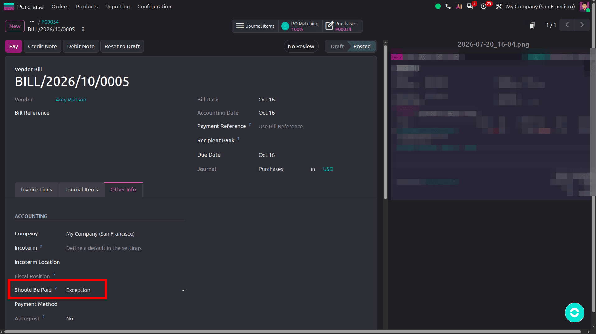 How to Manage Vendor Bills Using 3-Way Matching (Release to Pay) in Odoo 20-cybrosys